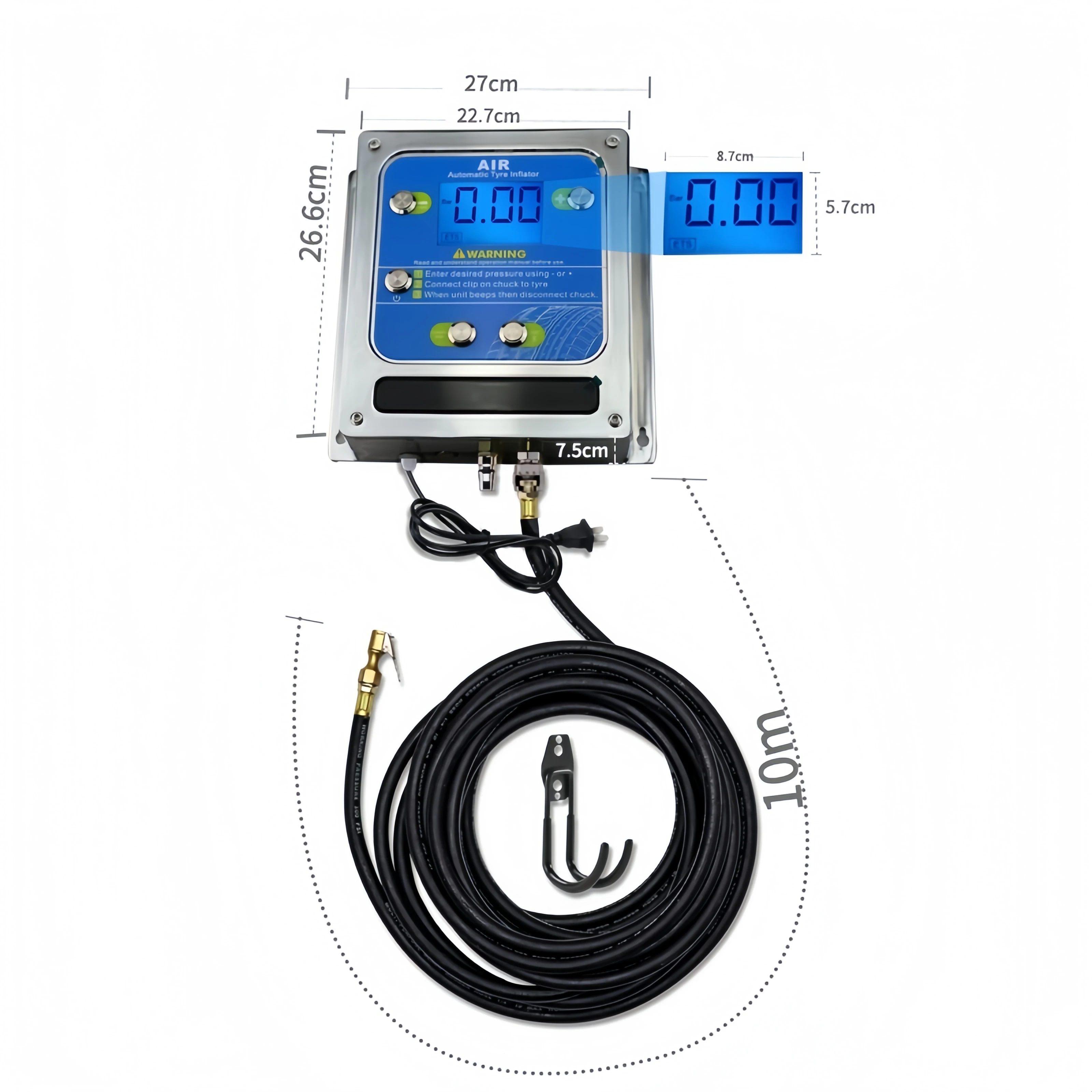 High Precision Fully Automatic Digital LCD Display Tire Pressure Monitor Tire Inflator Aluminum Alloy Wall-Mounted Design for