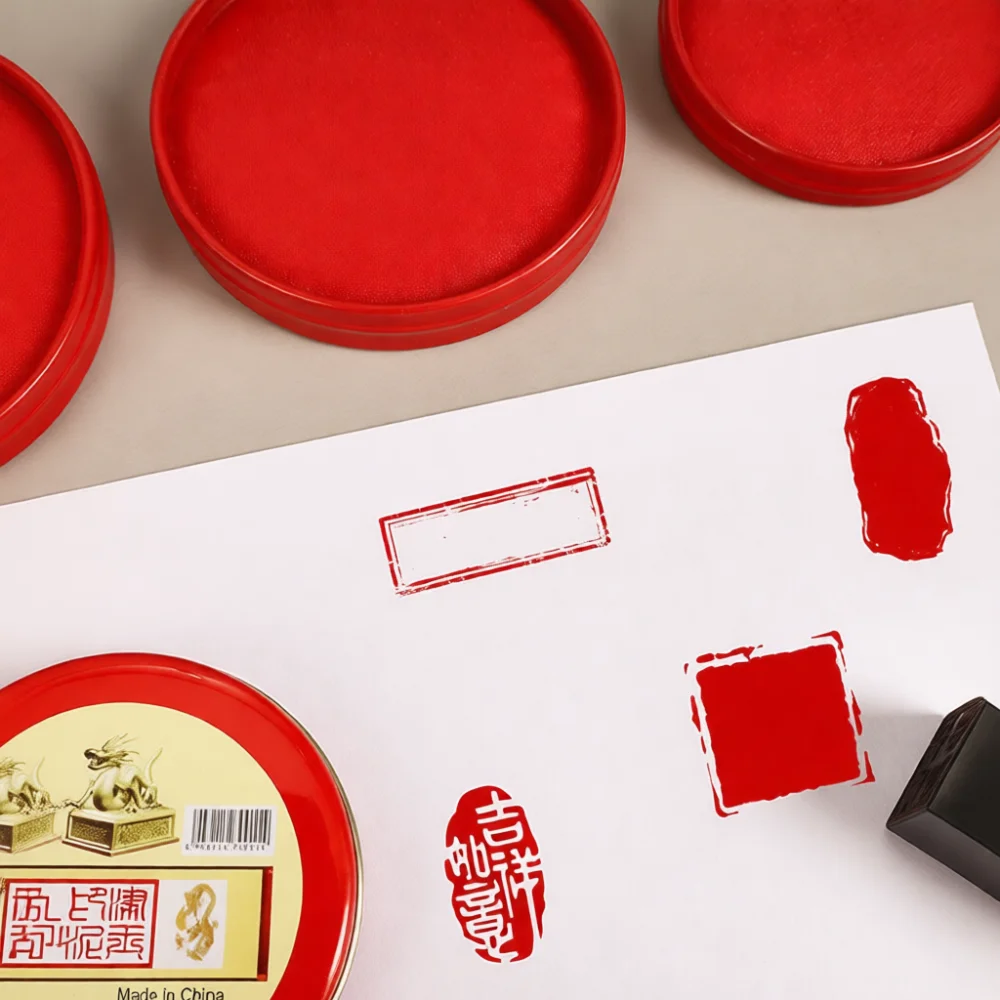 High Performance Red Ink Pad Metal Box Quick Drying Stamp Inkpad Oil Based Stationery Gift For Office Seal Imprints Needs view 6