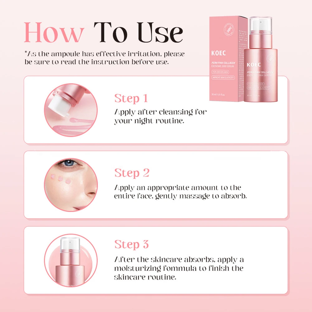 PDRN الوردي الكولاجين Exosome Shot Ampoule إصلاح مرونة الجلد ترطيب الجلد الداعم مكافحة الشيخوخة إصلاح الجلد الجواهر