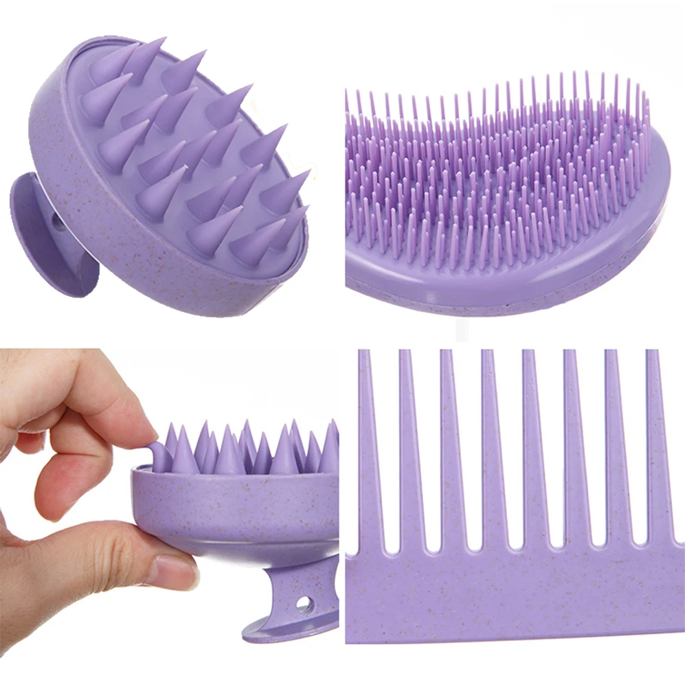 Detangler Brush Hair Comb Set  Hair Brush & Wide Tooth Comb for Women Kids Toddlers For All Hair Types Round shampoo brush