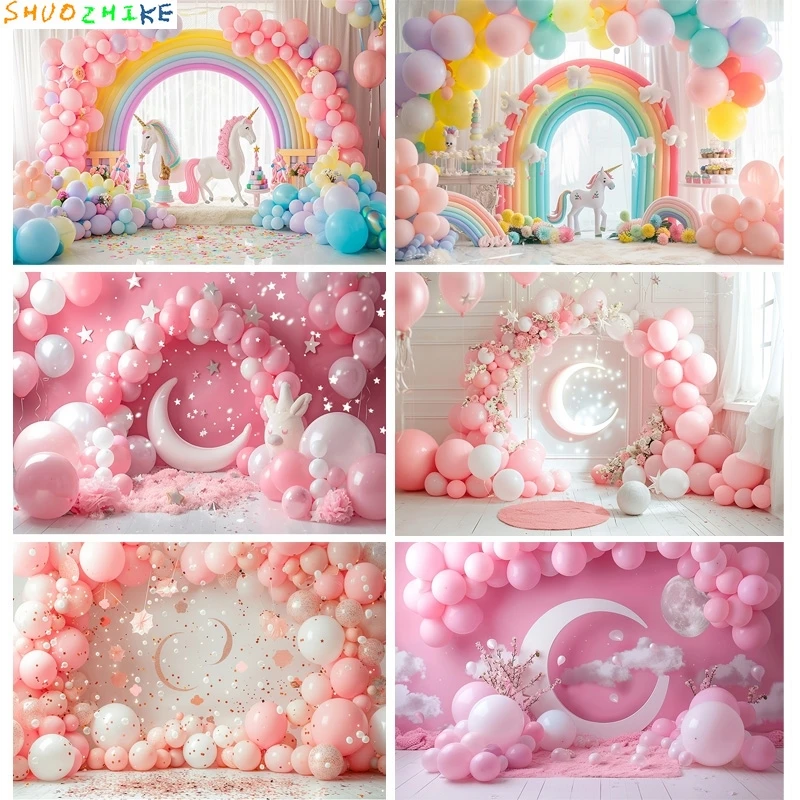 مستلزمات خلفية للتصوير الفوتوغرافي لغرفة الطفل ، تصوير عيد ميلاد سعيد ، ديكورات حفلات لحديثي الولادة ، قوس بالونات ، مظهر زهور ، خلفية صور ، ، ، ، ، من