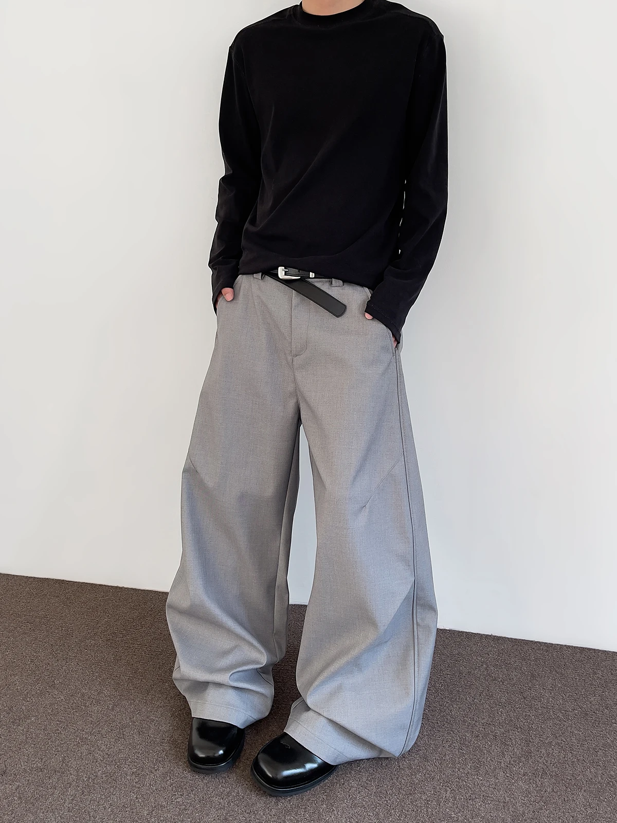 

Cleanfit Deconstructed Knife Pleat Casual West Pants Men Women Baggy Wide Leg Straight Leg Trousers High Street American Sle