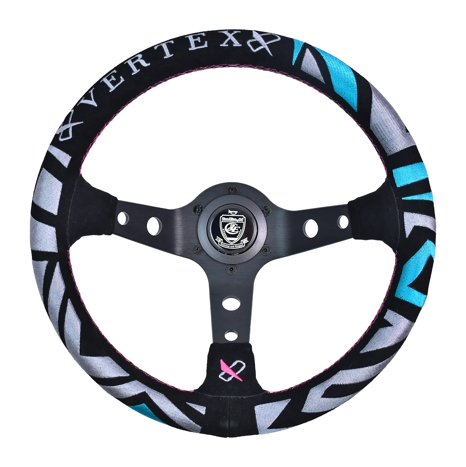 

VERTEX Car steering wheel 320mm Deep Disc Microfibre Leather Embroidered Steering Wheel Racing Simulator Steering Wheel volante