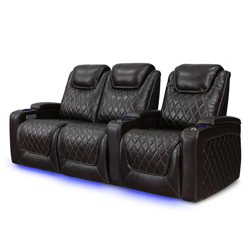 High-End Electric Leather Sofa for Private Home Theater Villa Cinema Hall Audio-Visual Room Viewing Genuine Leather Living Room
