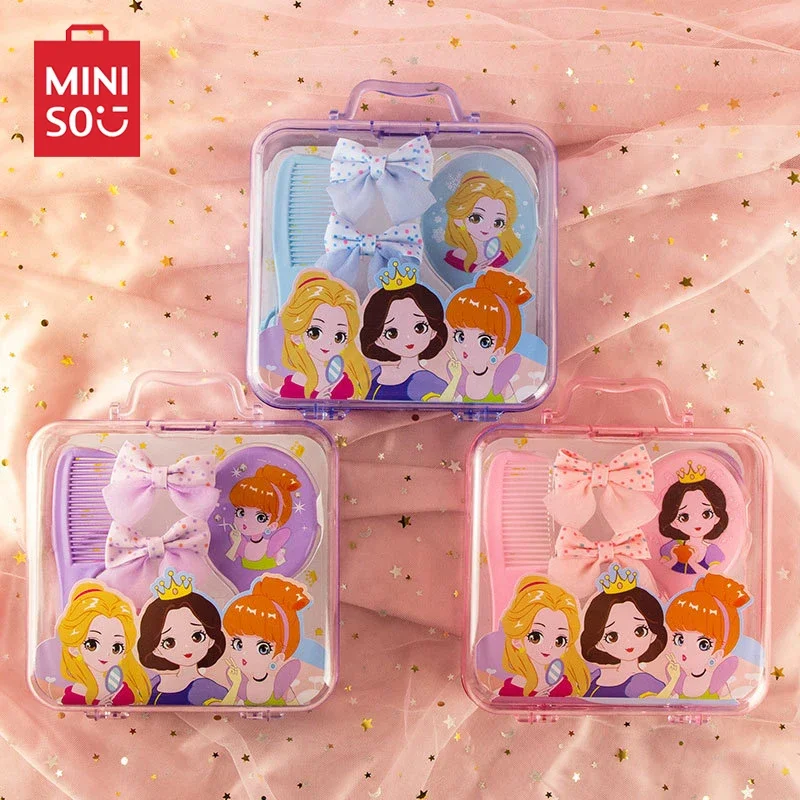 Disney Princess Combs Mirror Hairpin Hair Rope Set Box Cartoon Hairs Clip Barrettes Rubber Band Hair Brush Children Girls Gifts