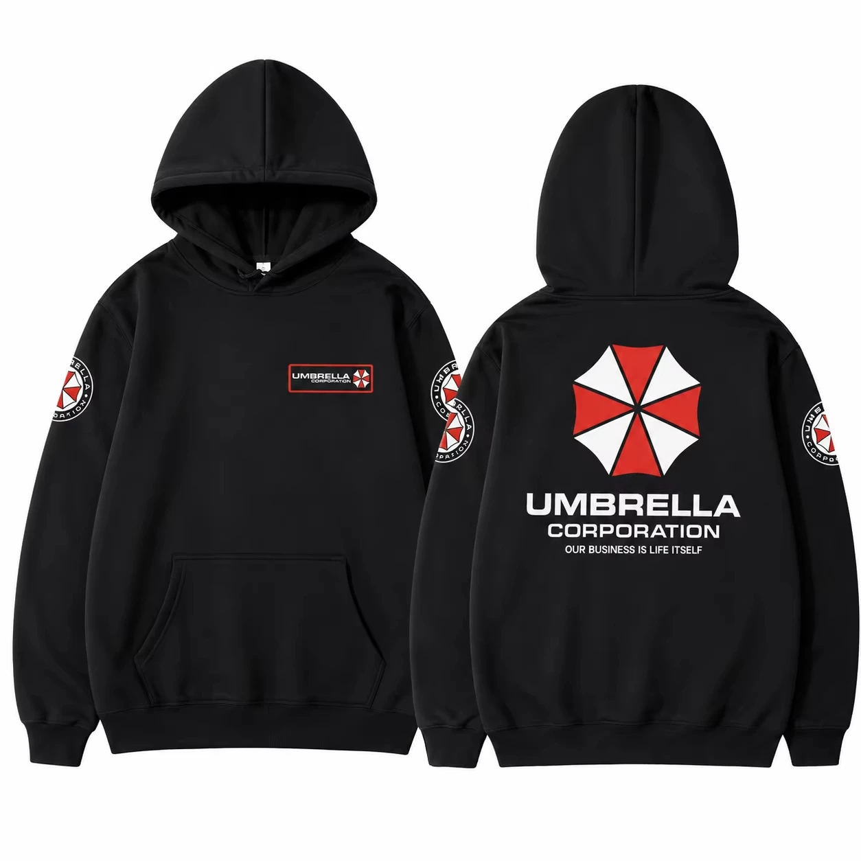 Resident Evil Umbrella Corporation Hooded Sweatshirt Iconic Logo Slogan Printed Perfect for Game Fans Men's Autumn Winter Hooded