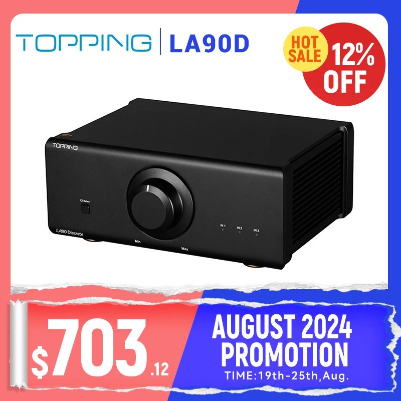 

TOPPING LA90 Discrete Power Amplifier 3*XLR/TRS Inputs 2 Step Gain Settings Stereo/Mono Mode Amp