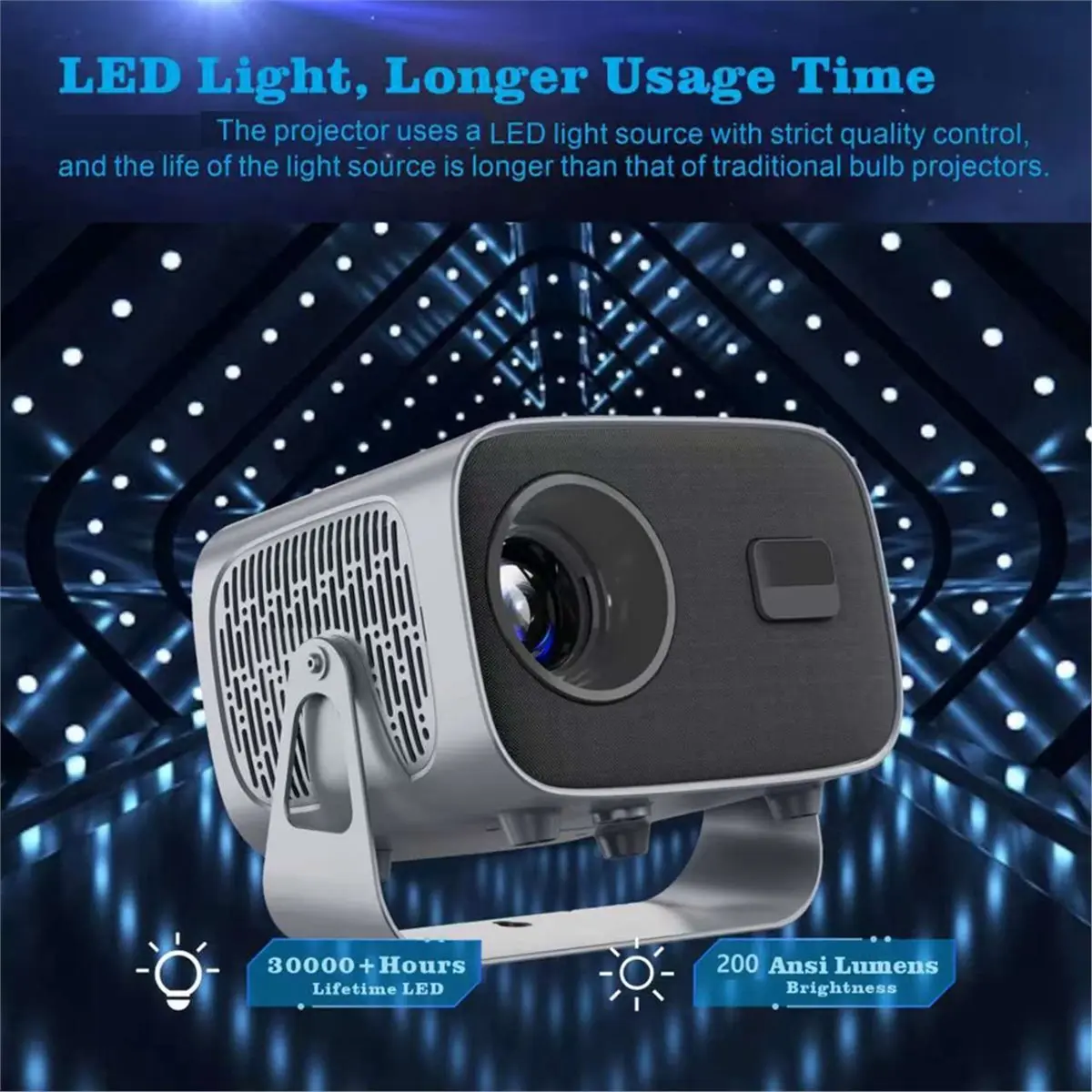 A10 4K Projector 1080P 200 ANSI Projector for Android 13 WiFi6 BT5.5 Auto Focus Portable Outdoor Home Cinema EU Plug