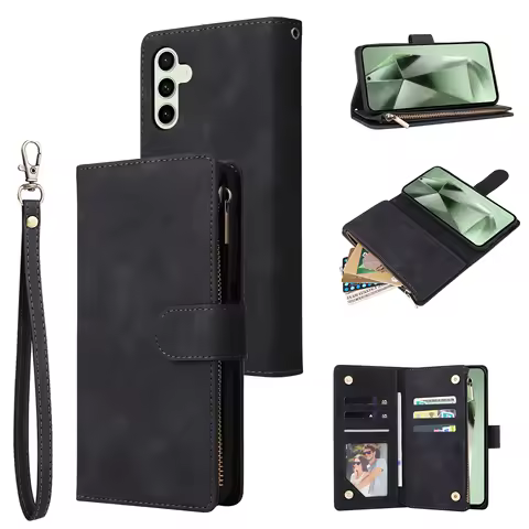 Crossbody Zipper Cards Holder Wallet Bag Case for Samsung Galaxy S25 FE S25 Edge S25 Ultra S24 Plus S23 S22 S21 S20 FE Cover