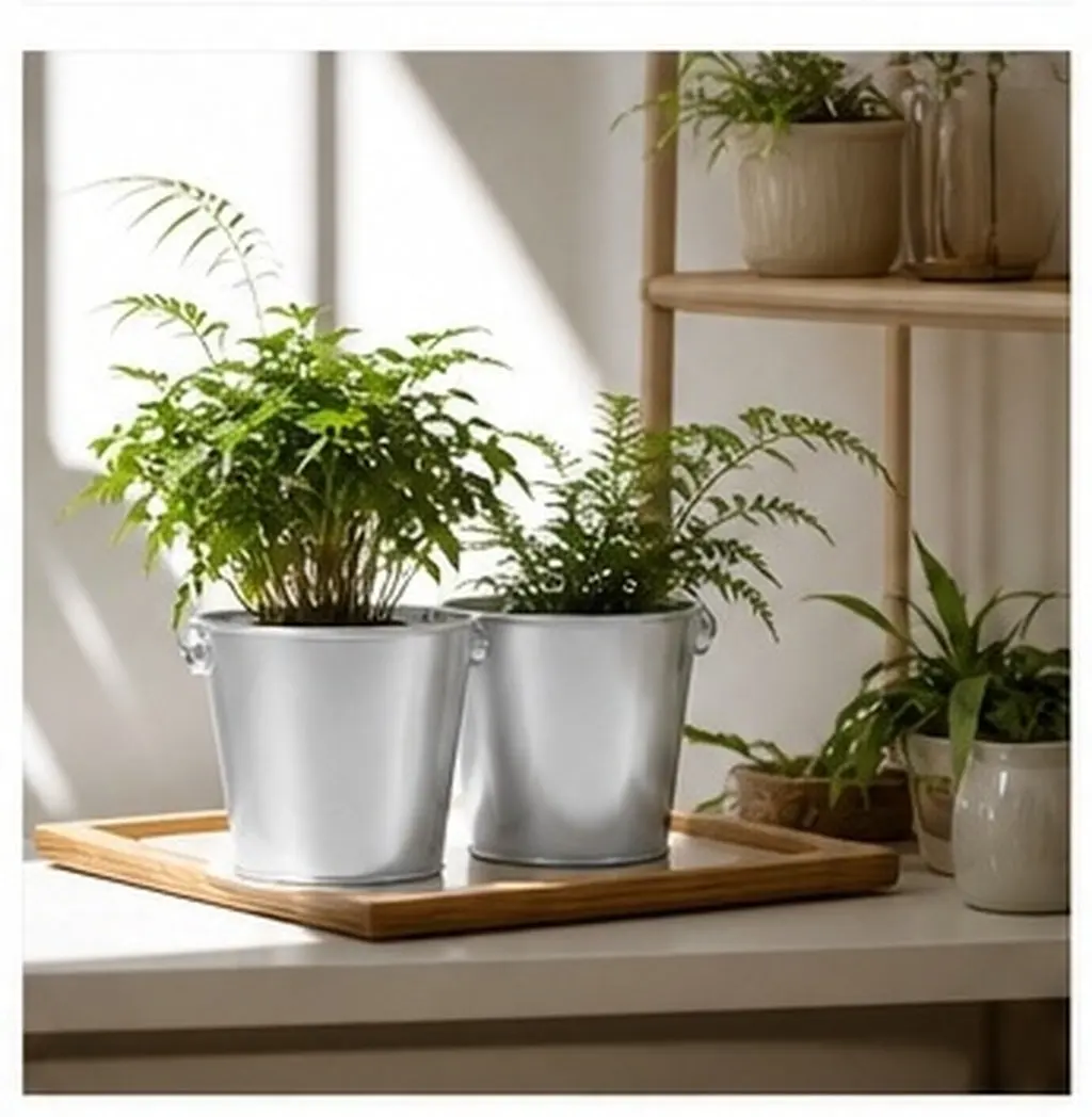 2Pcs Iron Small Bucket Retro Flower Pot Lightweight Handle for Home Garden Decor Succulent Plant Storage Organizer Creative