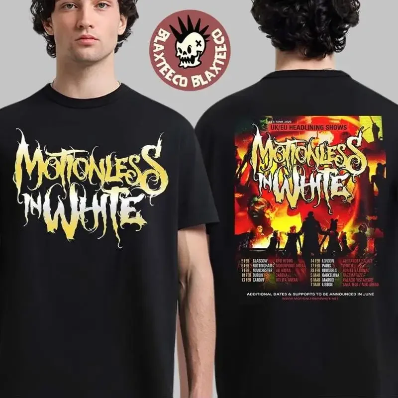 Motionless In White Uk Eu Headlining Shows 2026 Tour Dates Two Sided T Shirt