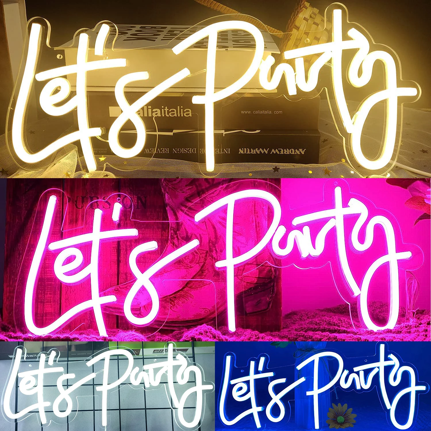 

Let's Party Neon Sign, LED Neon Lights for Bedroom Wall Decor, Art Decorative Lights for Bachelorette Party, Engagement Party, B