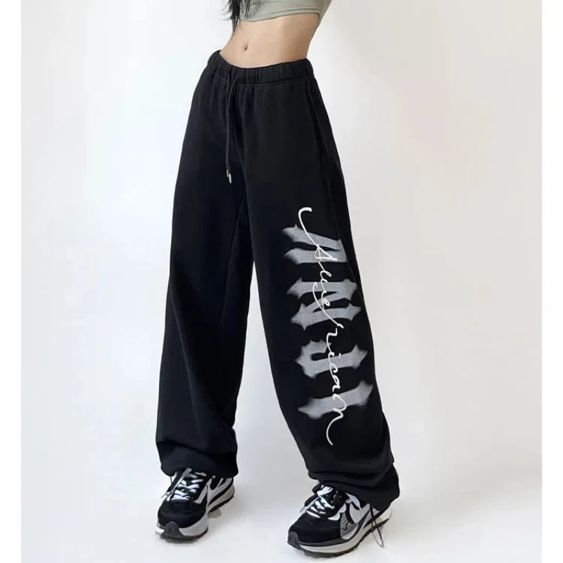 

Spring and Autumn Women's 2024 Casual Street Dance Trendy Brand Elasticized High-waisted Jazz Dance Loose Printed Sports Pants