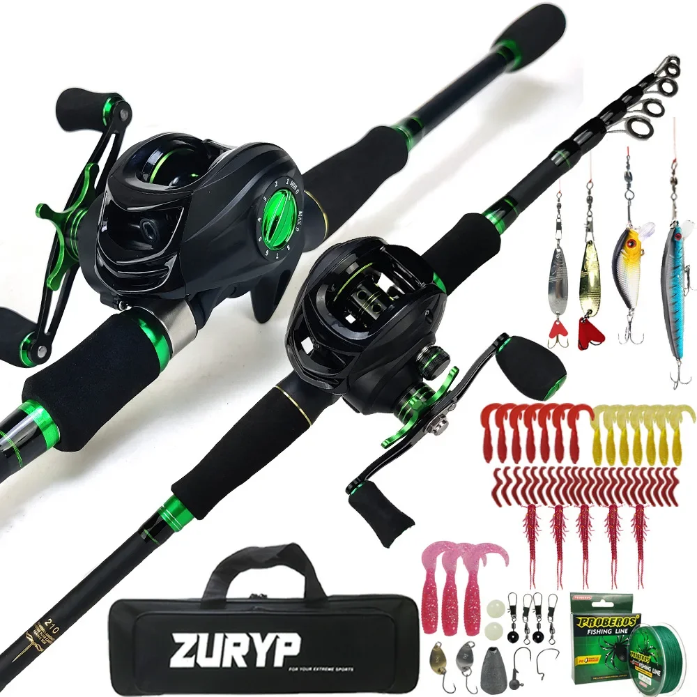 

Fishing Rod Set Telescopic Rods Set Carbon Rod Fish Reel Combo Accesorios De Pesca Fishing Tackle Hooks Soft Baits Accessories