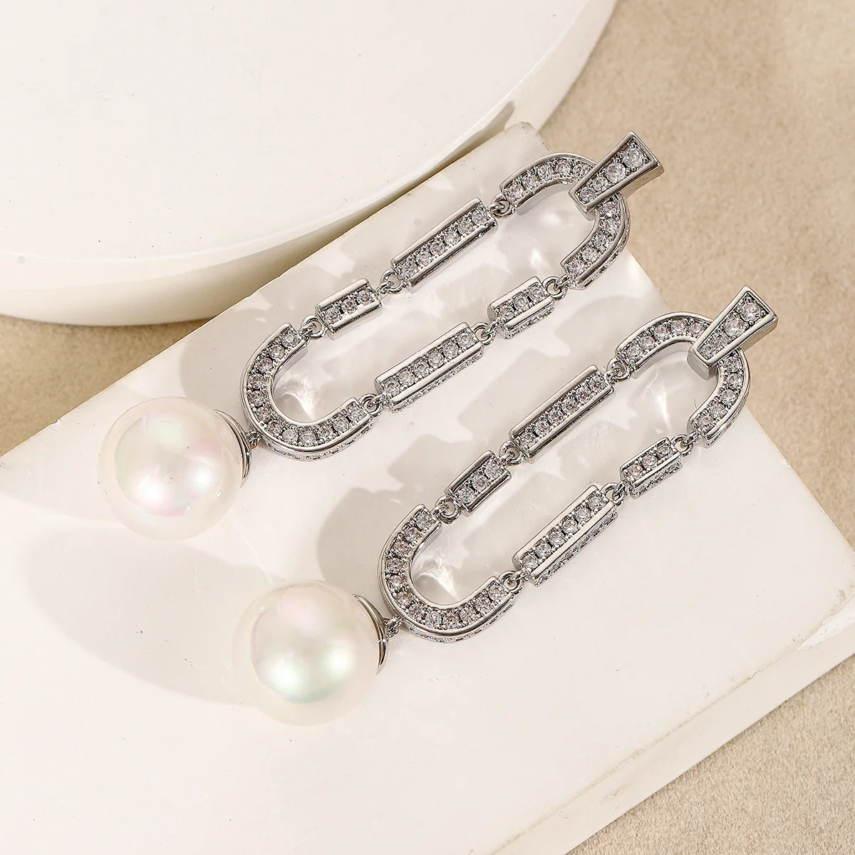 

Элегантные серебряные серьги-подвески с жемчугом для женщин, роскошные серьги-цепочки с кубическим цирконием, свадебные украшения