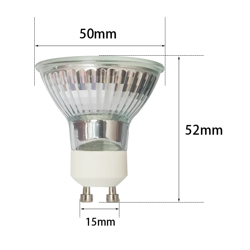 Gu10 dasar Lampara 220v bohlam Halogen cahaya, hal-gu10 grosir 35w 50 w kaca putih lampu Halogen 50 Watt 360 95 5000