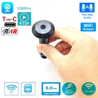 WiFi Door Camera Eye-hole 16mm Diameter V380 Mini Peephole Security Door Cat Eye Wide Angle IR Infrared Night Vision P2P ONVIF