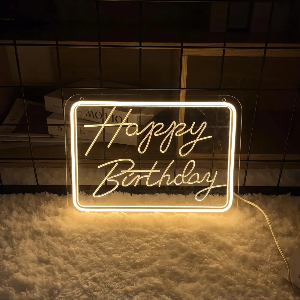 

Happy Birthday Neon Sign Carve Personal Custom Made Led Light For Friend Birth Gifts Living Room Decor Neon Letters on The Wall