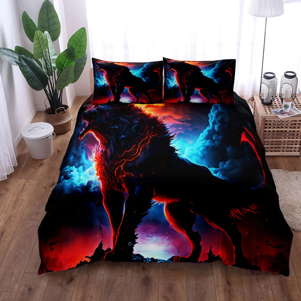 

Ghost Wolf Night Duvet Cover Set King Queen Double Full Twin Single Size Bed Linen Set