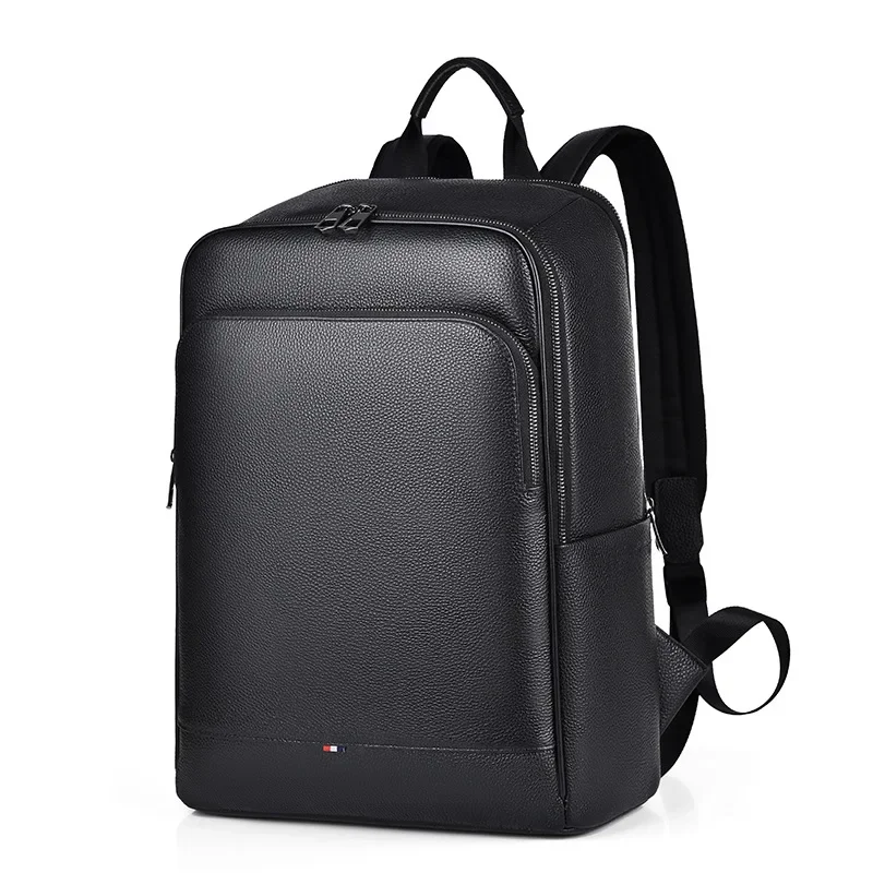 2024 New Luxury Brand Real Genuine Leather Men Backpacks Korean Student Backpack Boy Luxury 15.6 Inch Computer Laptop Bag