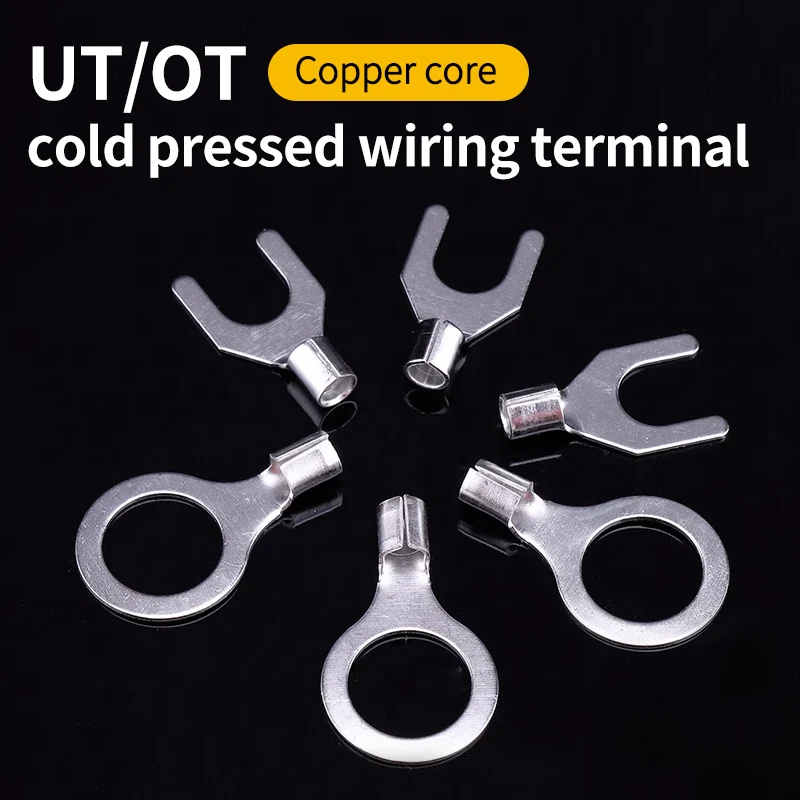 

Copper UT cold-pressed terminal U-shaped Y-shaped fork-shaped copper nose terminal crimping nose open-nose bare terminal lug