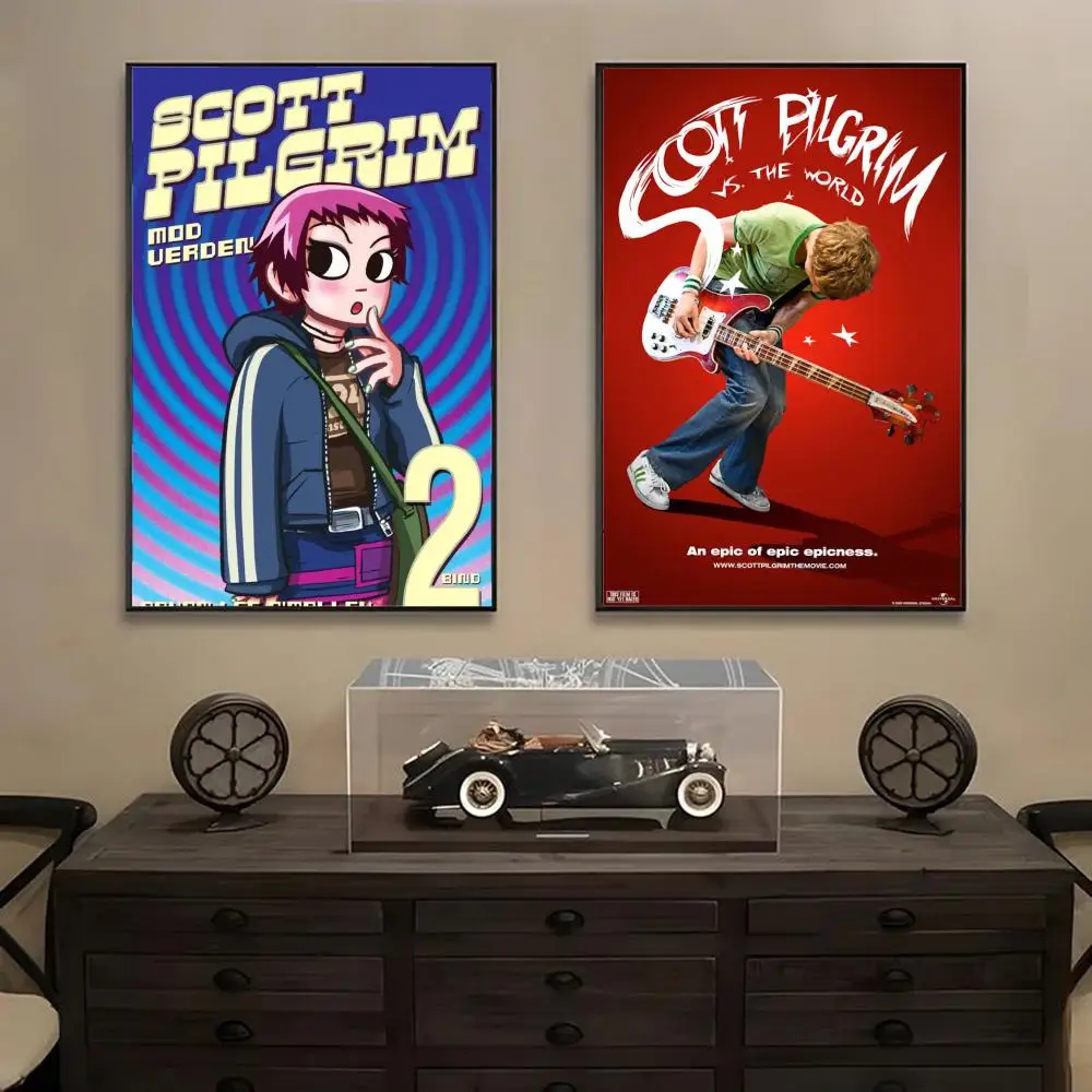 Movie S-Scott Pilgrim VS The World Poster Matte Self-Adhesive Wall Art Print Living Room Bedroom Home Decor