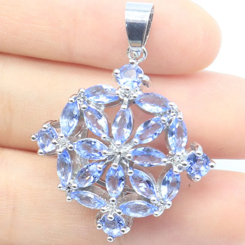 Buy 4 Get 1 Free 40x35mm Star Shape Rich Blue Violet Tanzanite Ladies Wedding Silver Pendant