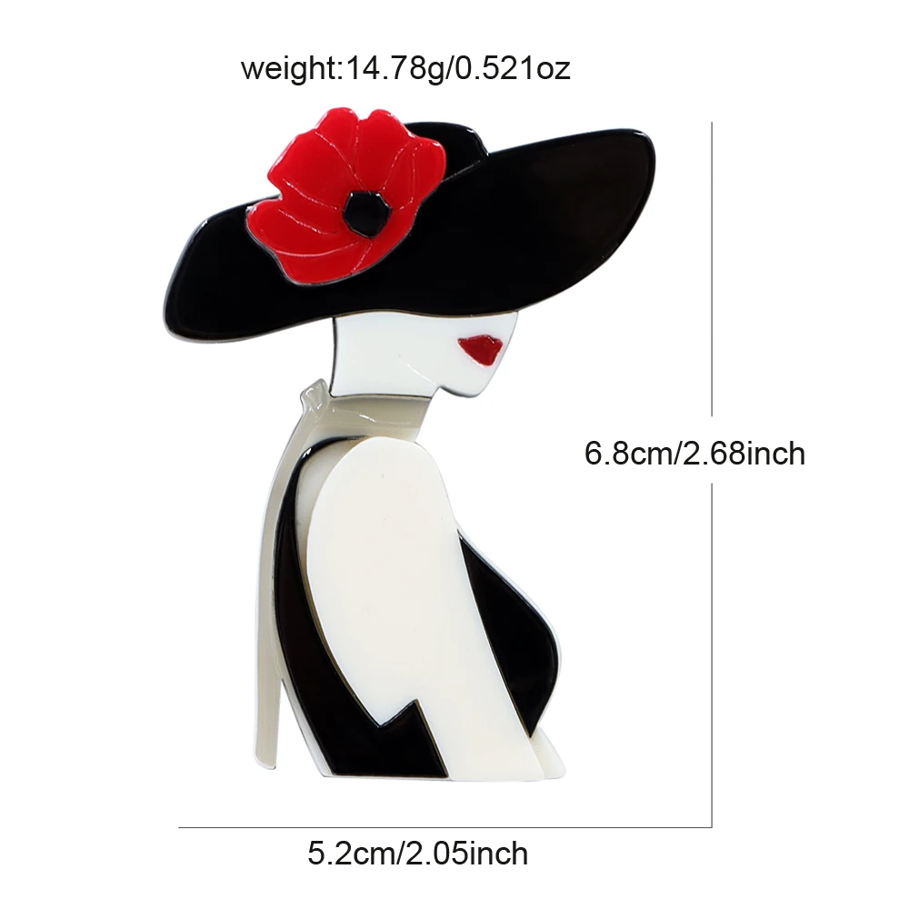 CINDY XIANG Handmade Acrylic Beautiful Wear Big Hat Lady Brooch Fashion Winter Accessories