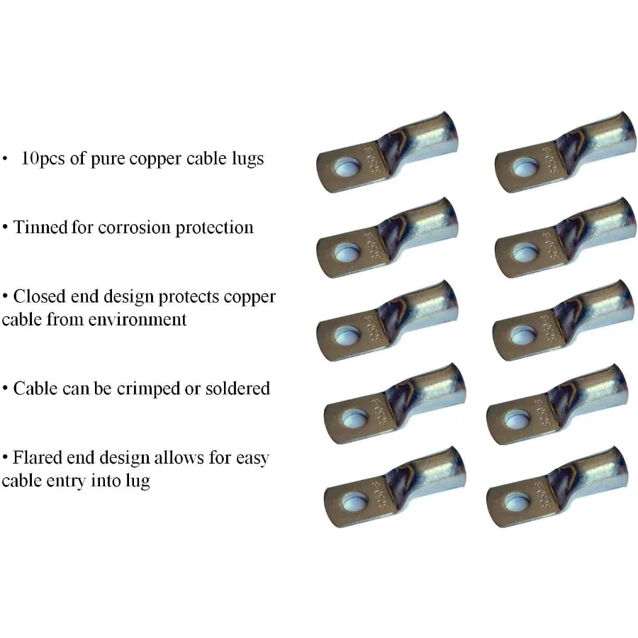 1 0 AWG 30 قدم كابل بطارية أحمر نقي فائق المرونة لتطبيقات التيار العالي مع 5 قطعة 5 16 و 5 قطعة 3 8 النحاس Ca