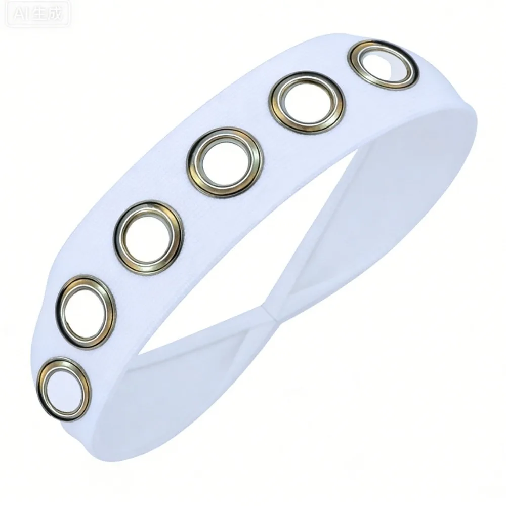 Serre-tête élastique en métal ajouré couleur unie avec œillets, motif cachemire, style punk rock steampunk, pour le yoga