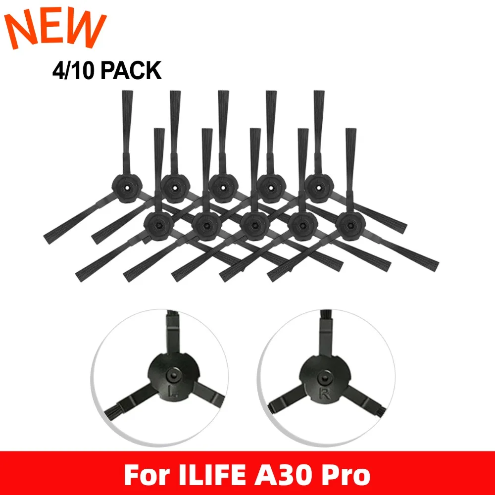 4/10pcs Side Brush For ILIFE A30 Pro Robot Vacuum Cleaner Accessories Plastic + Nylon Home Appliance Parts Replacement