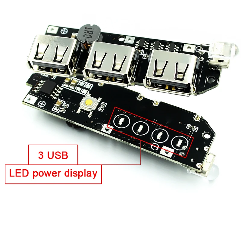 5v 18650 power bank charger module 3 USB LED power diaplay 3.7v lithium battery 18650 charger board boost step up module 5v 2.1A