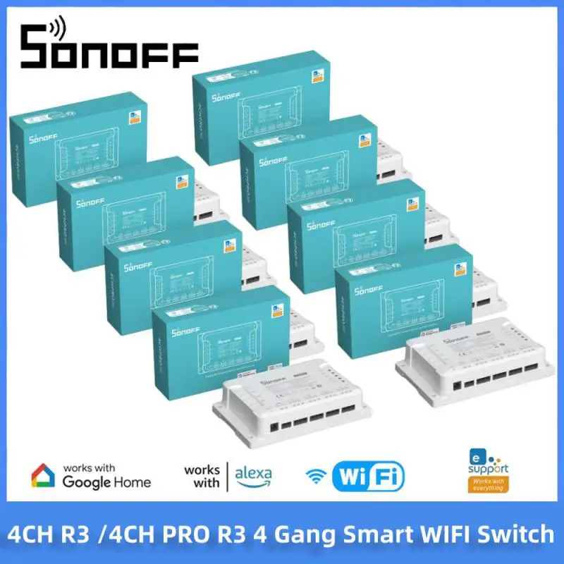 SONOFF 4CH R3/ 4CH PRO R3 4 Gang Wifi Smart Switch DIY RF Switch Module APP Remote Switch Wireless Smart Home Works Alexa Google