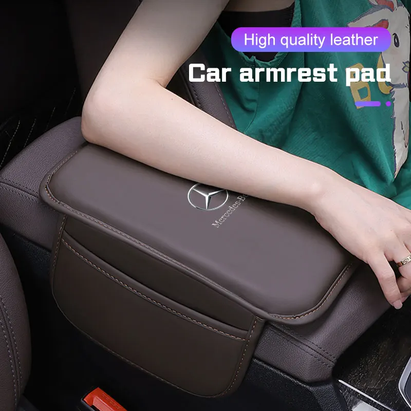 الجلود مسند ذراع السيارة حصيرة اكسسوارات لمرسيدس بنز A B C E الفئة GLC CLE CLA GLS GLS W177 W205 وحدة التحكم المركزية حماية وسادة