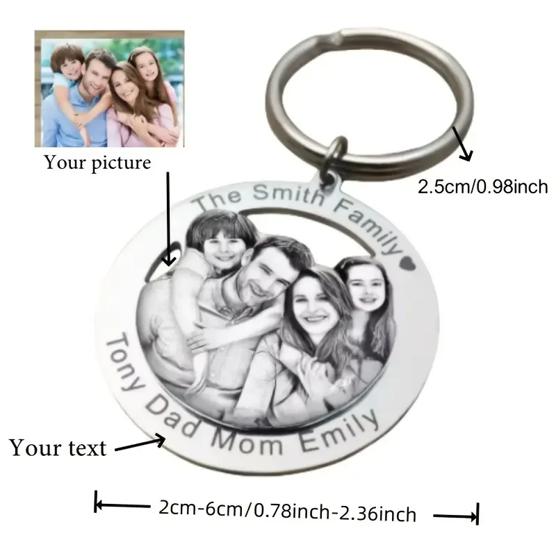 

Personalized Stainless Steel Heart-Shaped Keychain,Custom Photos Text Valentine's Day Gifts,Family Members,Pet Souvenirs Engrave