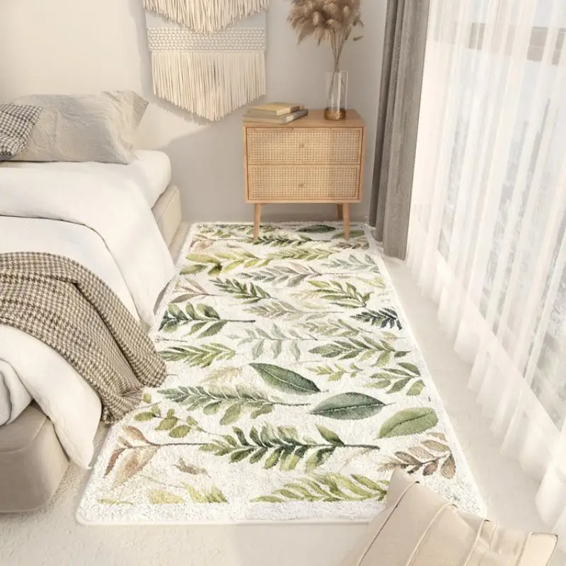 VIKAMA Tropical Leaf Kaschmir-Imitationsteppich für Wohnzimmer, Sofa, Schlafzimmer, Nachttisch, weiche Sommer-Bodenmatte, Heimdekoration