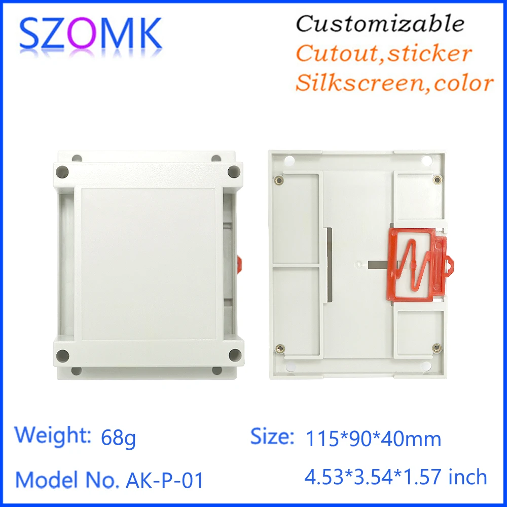 1Pcs SZOMK Electronics Junction Box Outlet Box 115x90x40mm ABS Plastic Instrumentation Shell for DIN Rail Control Device