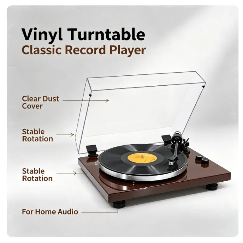 Professional dynamic magnetic vinyl record player high fidelity bluetooth vinyl record player level automatic stop function