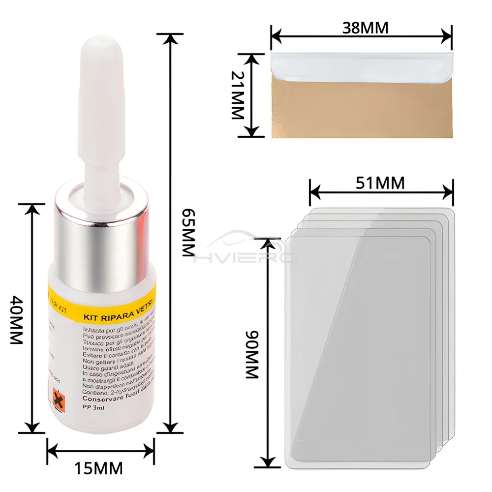 4Pcs Auto Windshield Repair Kits Crack Solution Three Piece scratch Removal Care Accessory Support Glass Liquid Cleaning Tools