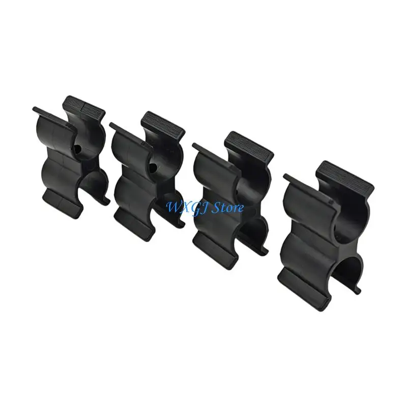 37JE Double Tube Mounting Clamp Set Black Nylon Marine Boat Hardware with Flat Base Design for 7/8 to 1inch Diameter Tube
