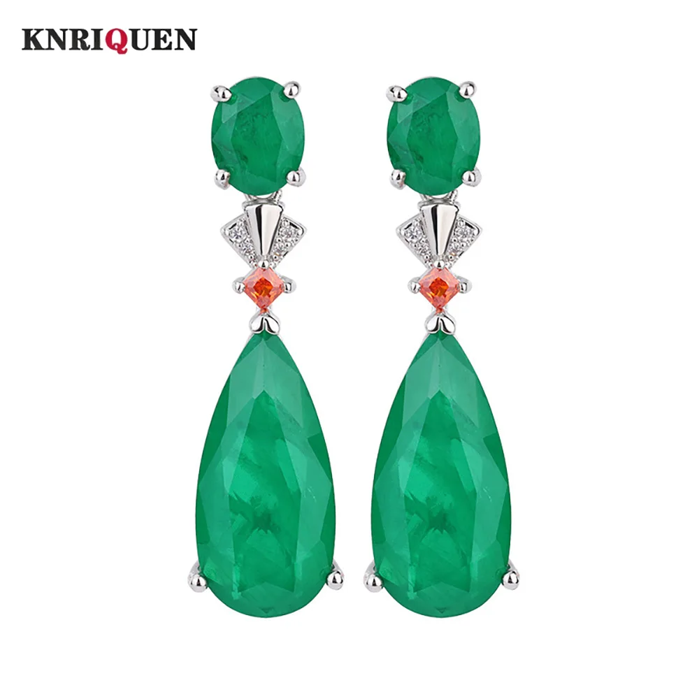 

Retro 12.5*26mm Emerald Paraiba Tourmaline Drop Earrings for Women Charms Gemstone Party Wedding Fine Jewelry Gift Accessories