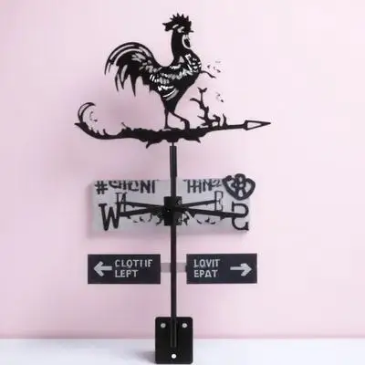 

Wrought Iron Rooster Weather Vane Small Weathervane for Roof Automatic Garden Decorative Farm