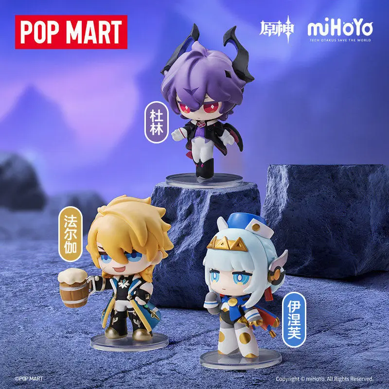 

POPMART Genshin Impact: Новогодняя коллекция Q-версии фигурок Kawaii Anime для декора рабочего стола, таинственная коробка-сюрприз