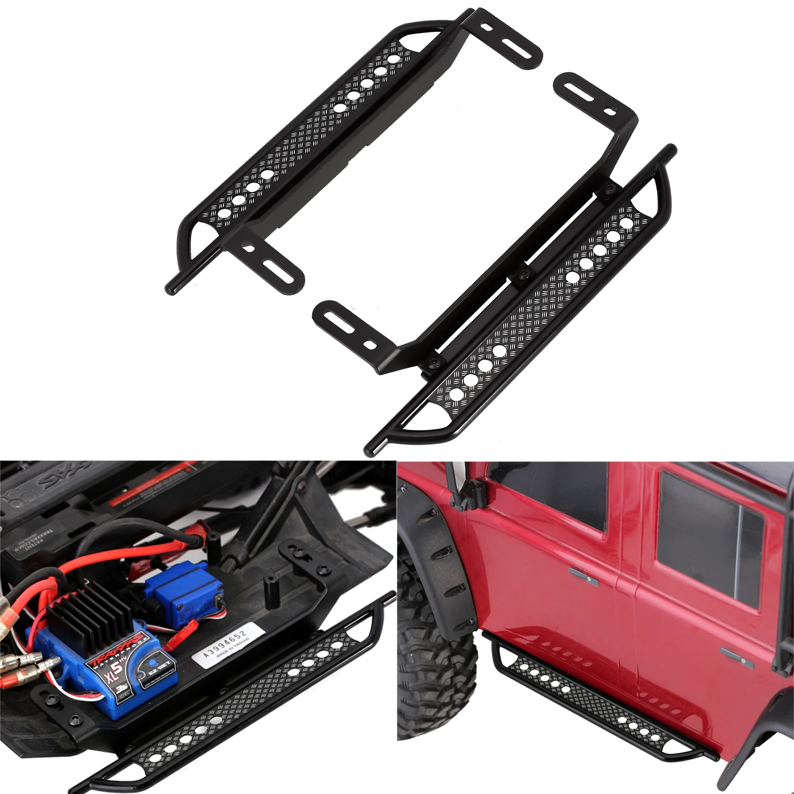 INJORA TRX4 Rock Pedal Metal Sliders 2PCS nero per 1/10 RC Crawler Car TRX-4 parti di aggiornamento