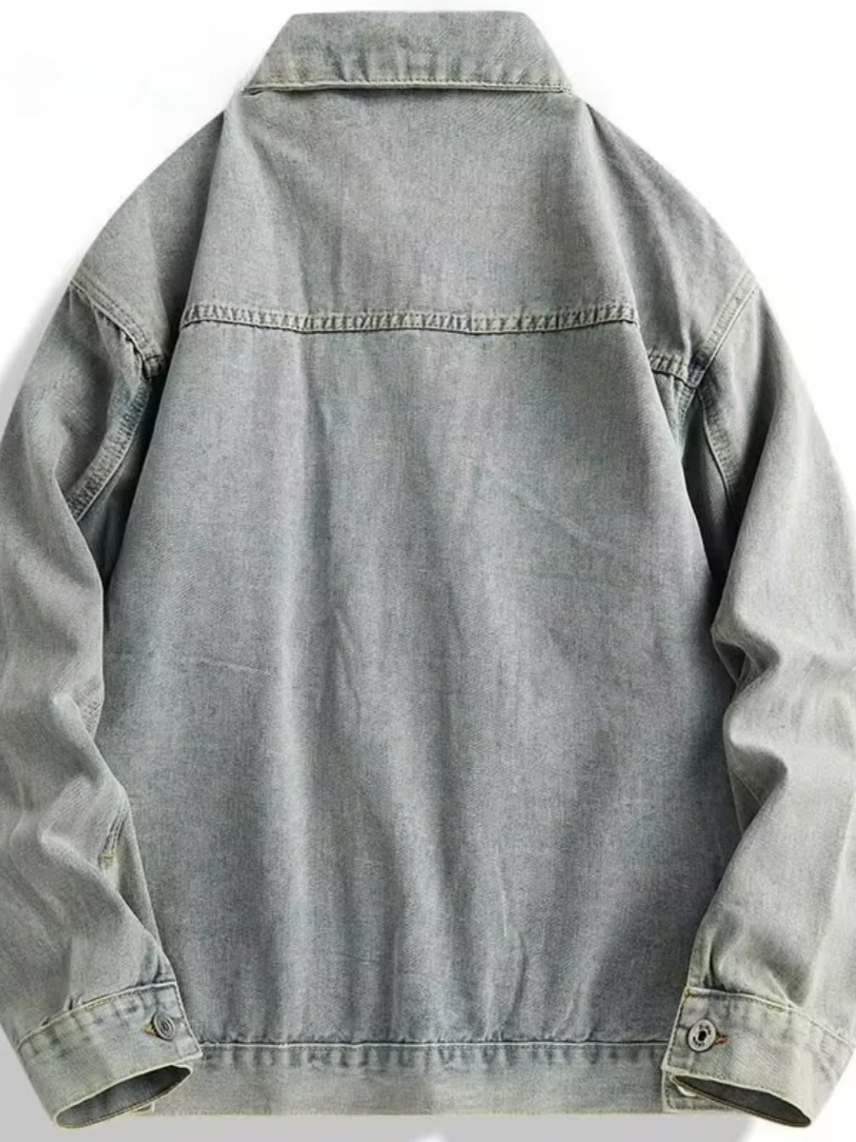 Casual Loose Men's Denim Jacket Spring Autumn Trendy Brand Youth Workwear Jacket Student Top Button Decorated Standard Fit Je...