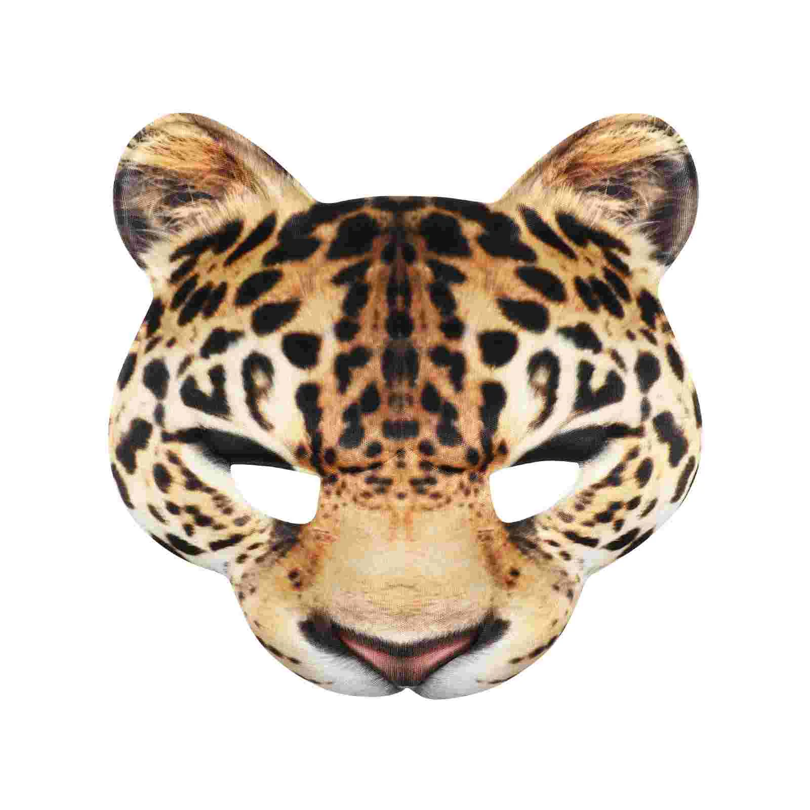 

Leopard Cosplay Mask EVA Material Halloween Masquerade Half Face Mask Comfortable Realistic Elastic Strap Fits Most