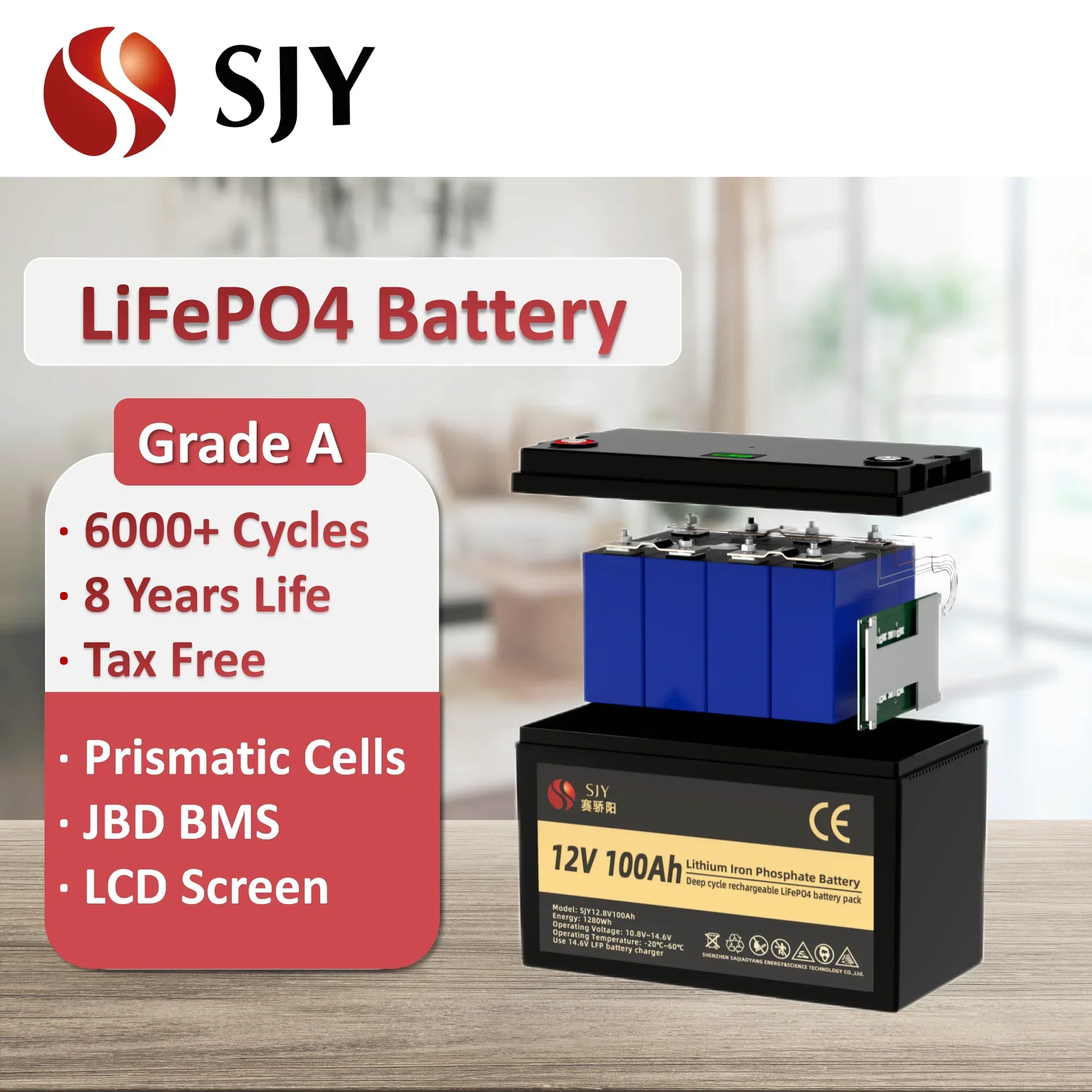 Grade A / 6000 cycles 12V 24V 48V 100Ah 200Ah LiFePO4 lithium battery pack for UPS/Boat/Golf Cart/RVs/Solar inverter system