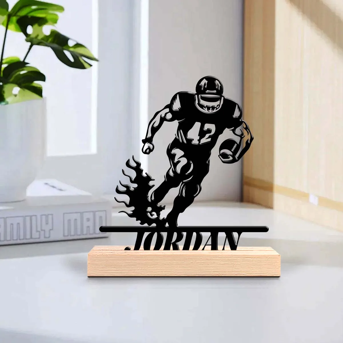 1pc Interesting Metal Desktop Decoration Custom Content With Wooden Base Holiday Gifts for Family and Friends