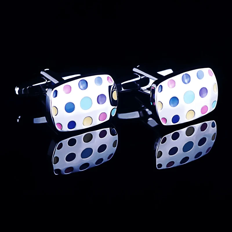 colorful dot enamel cufflinks for novelty design cuff link men accessories in silver color OnlyArt