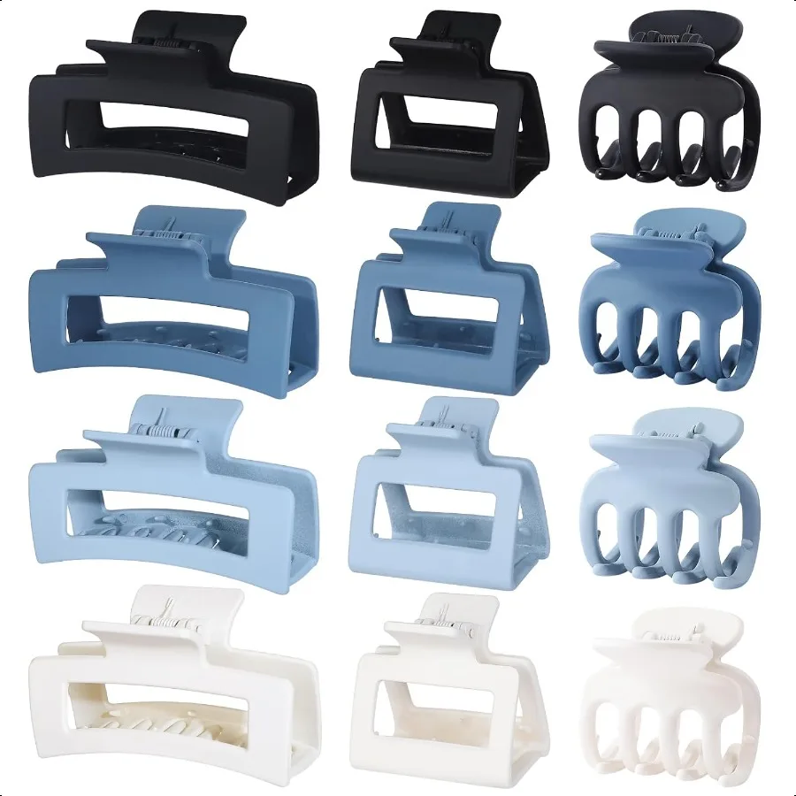 

3 Styles Hair Clips for Women Small Medium Big Claw Clips for Thin Thick Hair 12 Pcs Hair Claw Clips Hair Clips Combination Hai